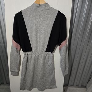 BERSHKA Stylish Pink Gray Black Colorblock Sweater Scrunch Dress Size Sm…